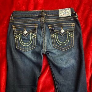 dark wash true religion low rise jeans